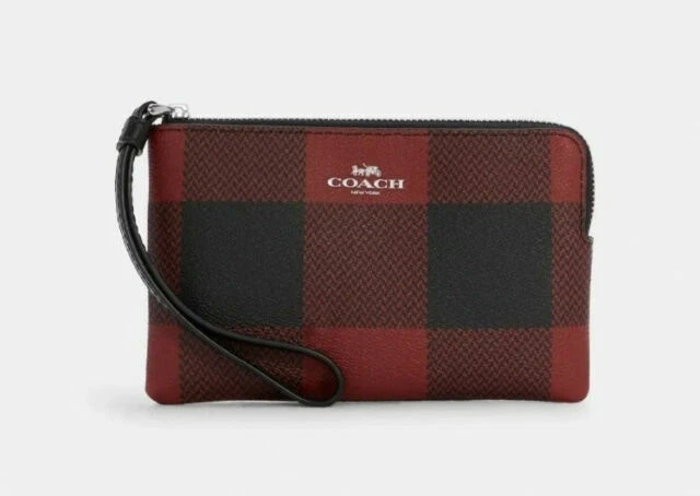Coach Corner Zip Women's Wristlet Bag - Black/Red