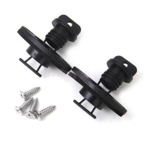 Paquete de 2 tapones de drenaje roscados universales negros para canoa kayak barco y 4 tornillos A - Imagen 1 de 4