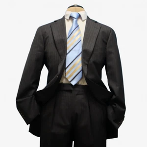 Recent Paul Stuart 2 Piece Suit 39R Charcoal Gray Pin Super 100s Full Canvas - Picture 1 of 21