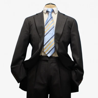 Recent Paul Stuart 2 Piece Suit 39R Charcoal Gray Pin Super 100s Full Canvas - Image 1 of 4