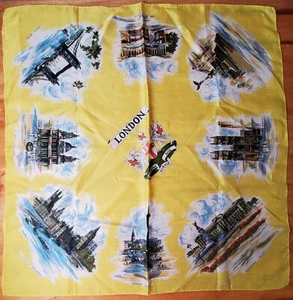 Vintage London Scarf Buckingham Trafalgar Parliament Cathedral Westminster Abbey - Picture 1 of 13
