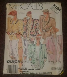 VINTAGE MCCALLS MISSES Unlined JACKET PATTERN 3134 - CUT - Picture 1 of 4
