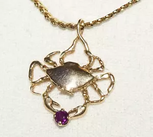 Collana Vintage Placcata in Oro con Ciondolo Motivo Cancro Oro Giallo 14k (KiL) - Foto 1 di 14