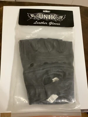 UNIK Men's Cowhide Leather Fingerless Gloves, Adjustable Wrist Strap - Black - Image 1 of 4