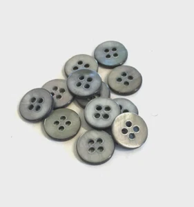24 Buttons Dark Gray Iridescent Natural Real Shell 4-Hole Sewing 12 mm #SH17 - Picture 1 of 5