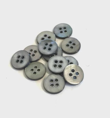 24 Buttons Dark Gray Iridescent Natural Real Shell 4-Hole Sewing 12 mm #SH17 - Image 1 of 4