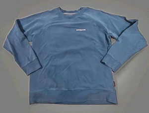 Patagonia Sweatshirt Unisex Medium Blue Organic Cotton Stretch Crew Neck-Size M - Picture 1 of 10