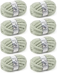 Chunky Yarn for Hand Knitting, Thick Jumbo Big 8 Pack, Sage Green - Picture 1 of 8