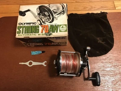 Carrete de doble eje Olympic Strong 70AW usado equipo de pesca raro Foto 1 de 4