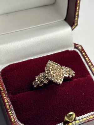 Superb ladies gift! Art Deco style Solid 9ct Rose Gold diamond statement ring P - Image 1 of 4