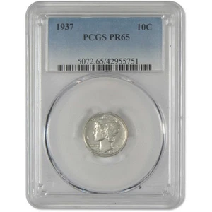 1937 Mercury Dime PR 65 PCGS Silver Proof 10c Coin - Picture 1 of 4