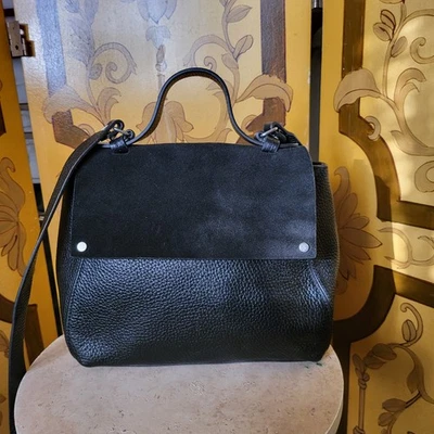 Elegante Bolso Bandolera TREASURE & BOND Cuero Texturizado Negro/Gamuza NORDSTROM Foto 1 de 4