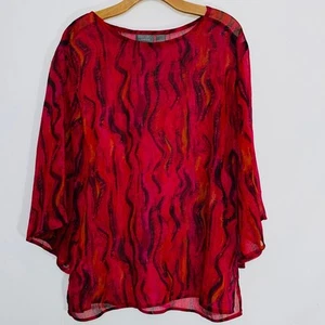 Additions by Chico's Vibrant Top - Women's Size 2 (US L) - Semi-Sheer - Picture 1 of 9