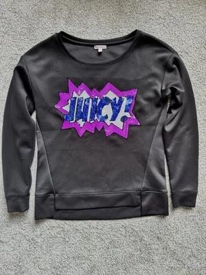 VTG Y2K Juicy Couture Comic Sequin Graphic Black Scuba Crewneck Sweatshirt Sz S - Image 1 of 4