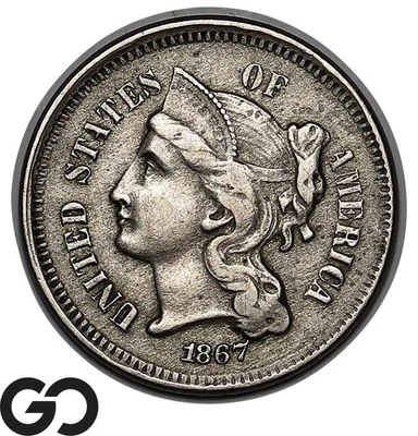 1867 Three Cent Nickel, Choice XF++ - Image 1 of 3