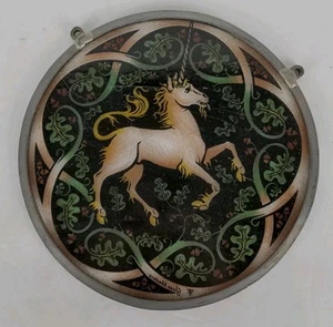 Vtg 1978 Glassmasters Stained Glass Unicorn Decorative Suncatcher Sun Catcher - Picture 1 of 6