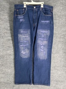 Levi's 501 150th Anniversary Jeans Men 38x30 Blue Denim Distressed Button Fly - Foto 1 di 20