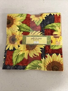 Wilmington JARDIN DU SOLEIL Layer Cake 42-10” Squares Sunflowers - Picture 1 of 9