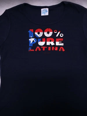 Camisa Vintage Júnior 100% Pura Latina/PR Bandeira da Marinha com Chaveiro GRÁTIS Porto Rico  - Imagem 1 de 3