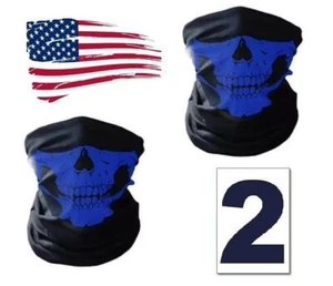 2 Ghost Biker Skull Hood Face Mask Motorcycle Ski Balaclava CS Sport Helmet - Picture 1 of 3