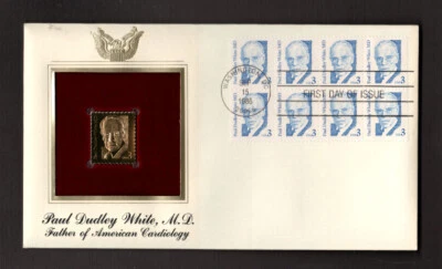 Cubierta postal - EE. UU. - Primer día - Paul Dudley White, M.D. - Réplica de oro 1986 Foto 1 de 2