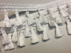 Fringe Tassel Trim, Bobble Ribbon, Tape with Tassels for curtains craft - WHITE