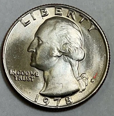1978 D  Washington Quarter  ERROR FILLED in D ! BU+++ Bright Beautiful Coin - Image 1 of 3
