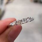 Women's 1.40 Ct Round Moissanite Band Style Wedding Ring 14K Gold Plated Silver