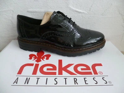 Rieker Women's Lace-Up Shoes Sneakers Casual Shoes Black Patent - Image 1 of 4