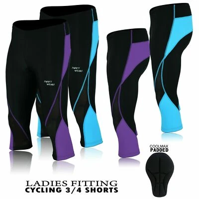 Women Ladies Cycling 3/4 Padded Shorts Leggings Anti Bac Cool Max Pad Tights New - Image 1 of 3