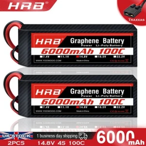 2pcs HRB 14.8V 4S 6000mAh LiPo Battery for Traxxas XRT X-Maxx Maxx V2 UDR Truck - Picture 1 of 6