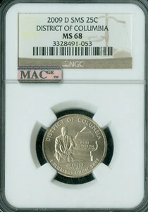 2009 D DISTRICT COLUMBIA QUARTER NGC MS68 SMS 2ND FINEST MAC SPOTLESS . - Picture 1 of 2