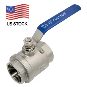 Ball Valve 1-1/2" 1.5 inch in Female NPT Thread Full Port Stainless Steel 316 - Picture 1 of 4