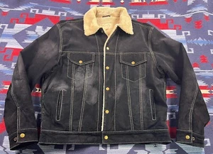 Scully Western Men's Sherpa Lined Boar Suede Cowboy Trucker Jacket Coat Sz L - Picture 1 of 17