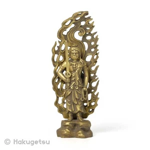 Estatua de metal fundido de la deidad budista Acalanātha, altura 15 cm, color dorado antiguo - Imagen 1 de 5