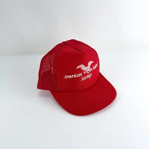 Cappello berretto camionista rosso logo American Federal Savings Eagle retrò anni 80 - Foto 1 di 7