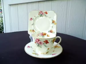 vintage royal doulton bone china floral v1693 tosca trio tea cup & saucer set - Picture 1 of 4