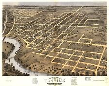 A4 Reprint of  USA Cities Towns States Map Danville Vermillion Illinois