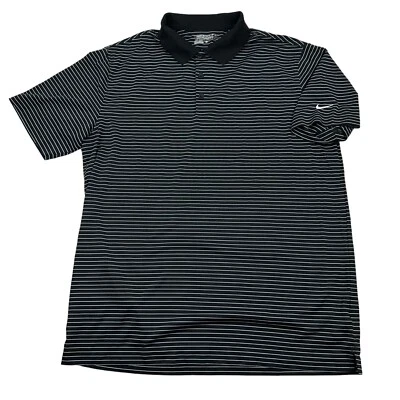Nike Golf Para Hombre Talla Grande Dri Fit Polo Blanco y Negro Rayas Swoosh Logo Foto 1 de 4
