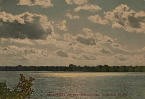 Mondlicht am Mississippi C D Hurd Verlag Clinton Iowa Postkarte - Bild 1 von 2