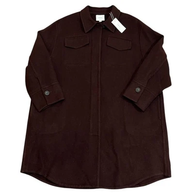 NWT Vince Brushed Wool Shirt Coat Shacket 3X Chocolate Hickory Brown Fall Staple - Image 1 of 4