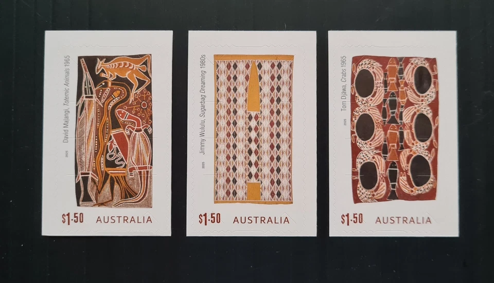 AUSTRALIA - 2025 BARK PAINTING OF ARNHEM LAND SET OF 3 S/A MNH - Image 1 of 1
