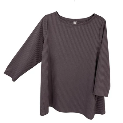 Top tejido acanalado brillante cuadrado Marla Wynne talla grande EE. UU. 1X lavanda manga 3/4 Foto 1 de 4