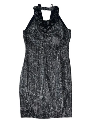 Muse Gray Jeweled Round Neck Sleeveless Keyhole Sheath Dress Women's Size 6 - Image 1 of 4