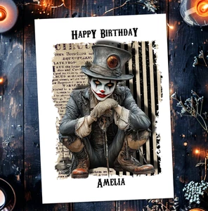 Personalised Gothic Circus Clown Glossy Birthday Card & Kraft Brown Envelope - Picture 1 of 3