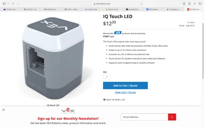 Vex IQ Robotics Touch LED Sensor 228-3010 - Image 1 of 3