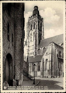 OUDENAARDE Flandes Kerk antiguo s/w postal carta postal Bélgica alrededor de 1940 - Imagen 1 de 2