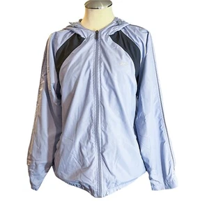 Reebok Jacket Womens L Blue Black Colorblock Lined Hooded Full Zip Size Large - Picture 1 of 13