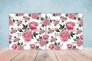 Flor de rosa cerámica Backsplash Azulejos de pared Estampado floral Decoración de pared Azulejos Set de 2 - Imagen 1 de 2