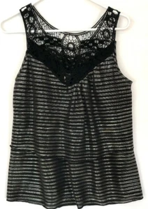 Contemporary Style Signature Studio Womens M Black/Silver Sleeveless Tank Layers - Bild 1 von 6